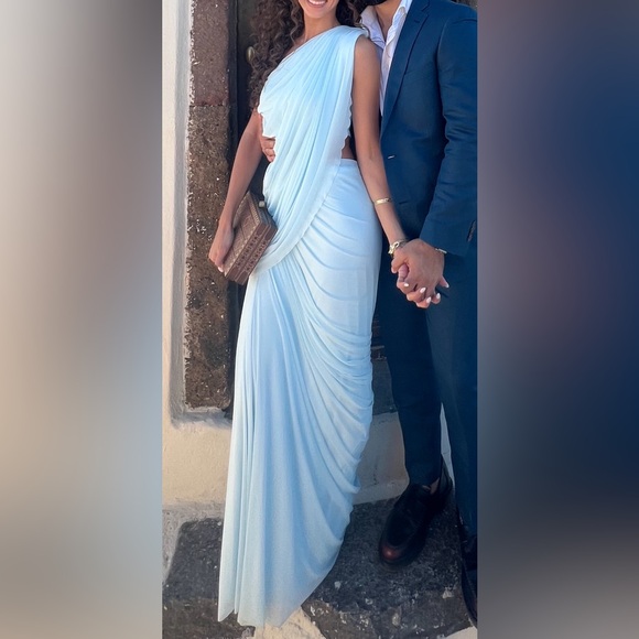 REVOLVE Aurora Gown in baby blue / Deme by Gabriella / One-Shoulder Dress - Picture 6 of 6